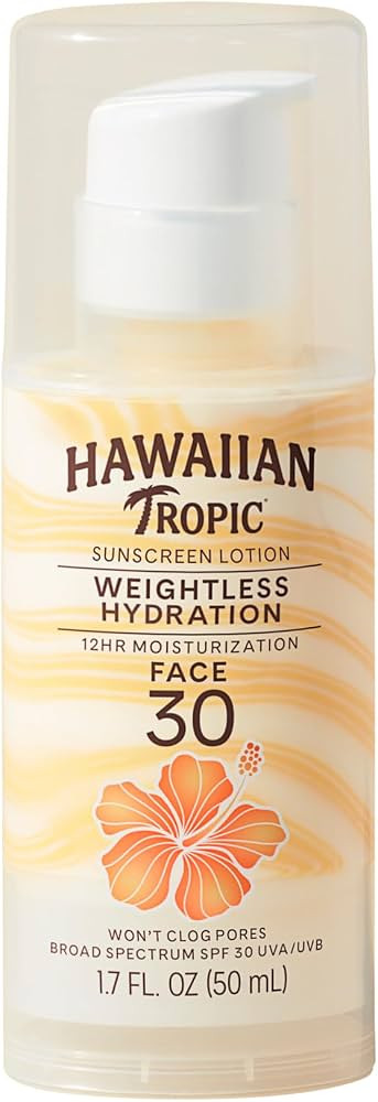 Hawaiian Tropic Weightless Hydration Lotion Sunscreen for Face SPF 30, 1.7oz | Travel Size Sunscr... | Amazon (US)