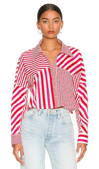 The Emerson Shirt in Crimson & Orchid Stripe | Revolve Clothing (Global)