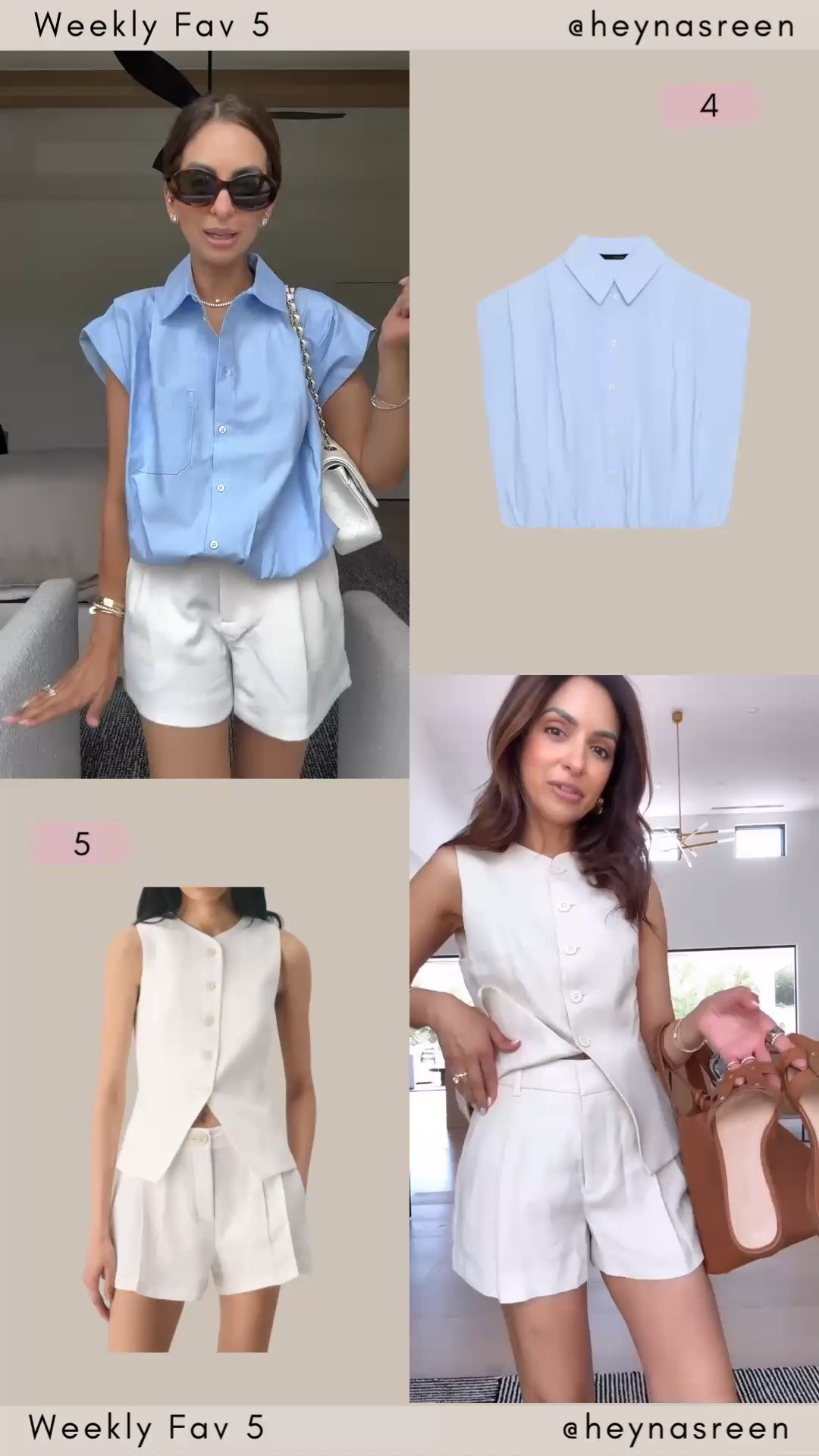 Fav 5:
#4: Zara button up top
#5: Aritzia linen set