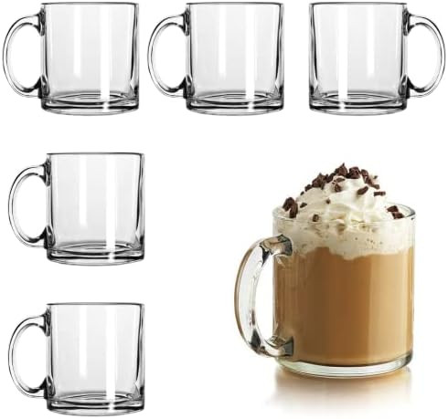Libbey Clear Glass Coffee Mugs | 13oz Crystal Cups | Mugs for Latte and Hot Beverages | Amazon (US)