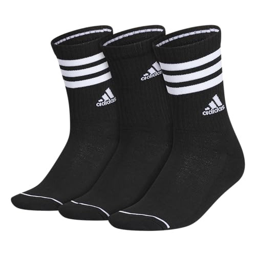 adidas Women's Crew Socks with Arch Compression 3-Pack, Comfortable, Sweat-Wicking, Stylish 3-Stripe | Amazon (US)