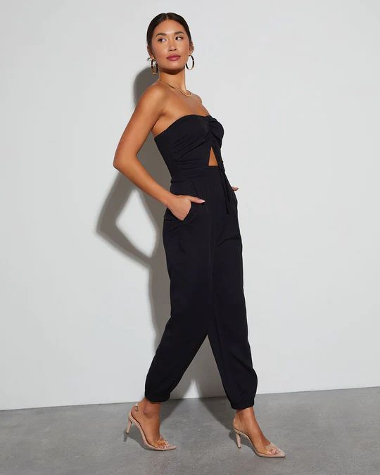 Francine Pocketed Strapless Cutout Jumpsuit | VICI Collection