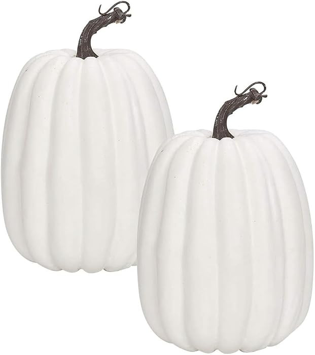 Artificial Pumpkins,2PCS White Fake Pumpkins Large Faux Pumpkins for Autumn Thanksgiving Hallowee... | Amazon (US)