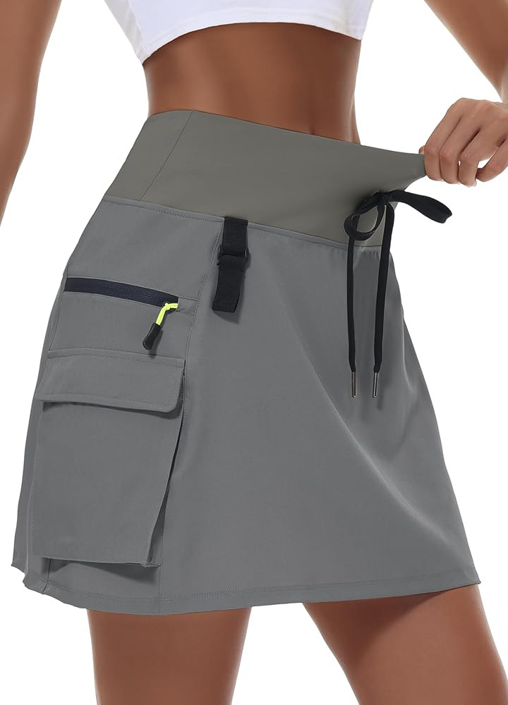 Women's Hiking Cargo Skort Skirt High Waisted Golf Dressy Casual with Zipper Pockets Workout Spor... | Amazon (US)