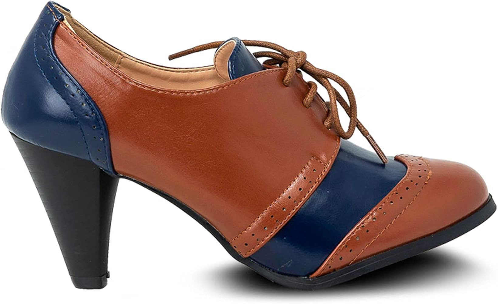 Women's Two Tones Wing Tips Retro Rockability 1950s Vintage T-Strap Pinup Style Pump Flapper by C... | Amazon (US)