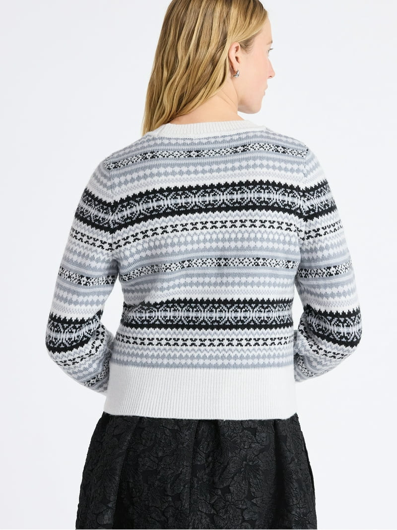 Free Assembly Women's and Women’s Plus Fair Isle Pullover Sweater with Tall Cuffs, Midweight, S... | Walmart (US)