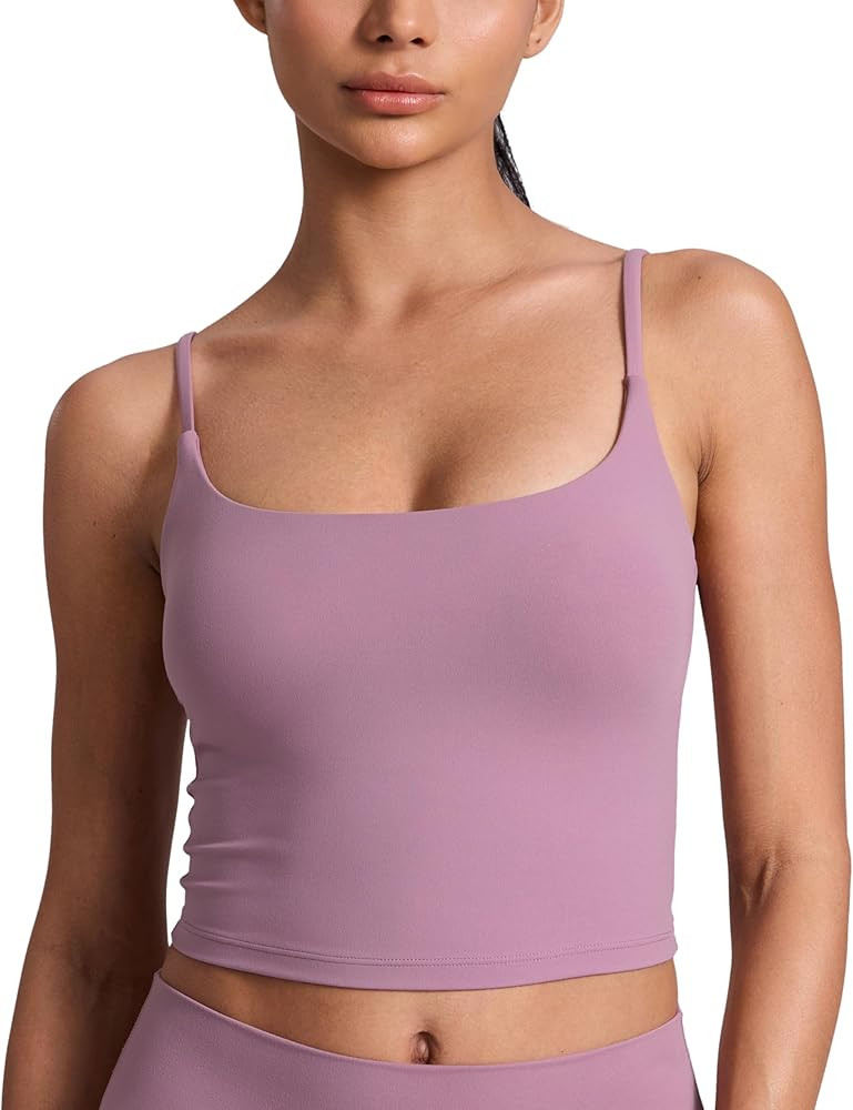 CRZ YOGA Butterlift Scoop Neck Crop Tank Tops for Women - Longline U Back Adjustable Straps Worko... | Amazon (US)