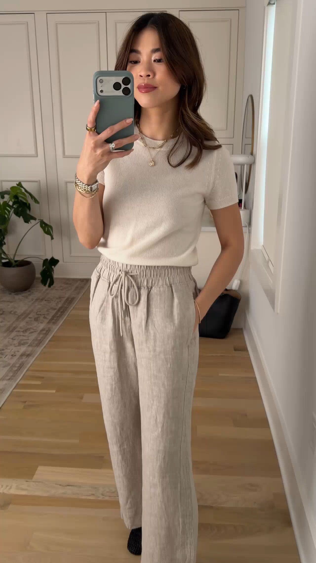 Sizing info: 
•pants size XS in 28in inseam in flax
•top size XS
@Quince  

petite fashion, get dressed with me, outfit inspiration, ootd, nashville outfit, Nashville influencer, petite style, vacation style, casual outfits, mom style, petite pants, spring outfits, spring outfit info, spring pants, spring outfit idea, spring top, spring tee, spring shoes, linen pants, quince, quince cashmere tee

#LTKootd #LTKmomlife #LTKPetite