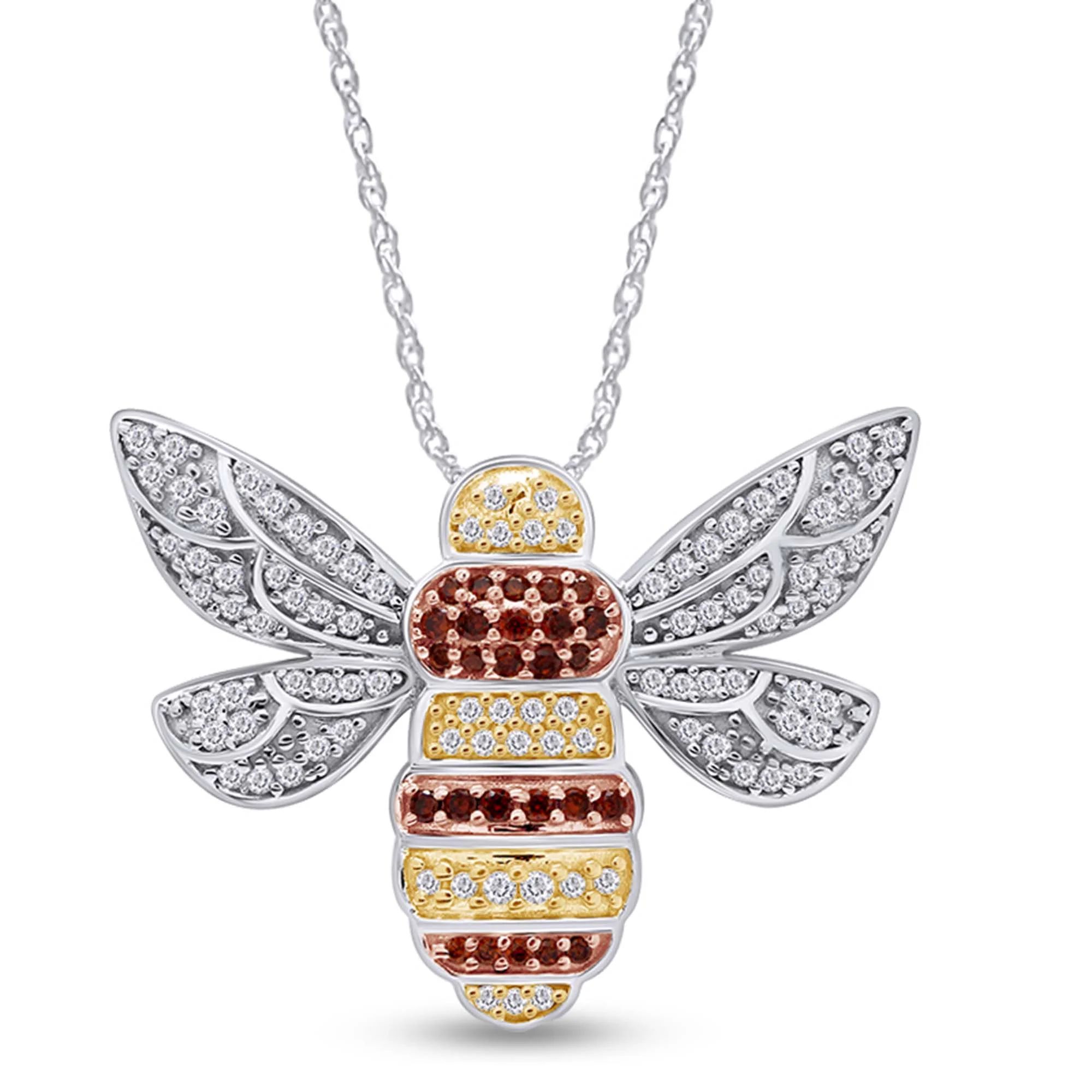 Crystal Bumble Bee Charm Womens Pendant Necklace 14K White Gold Over 925 | Walmart (US)