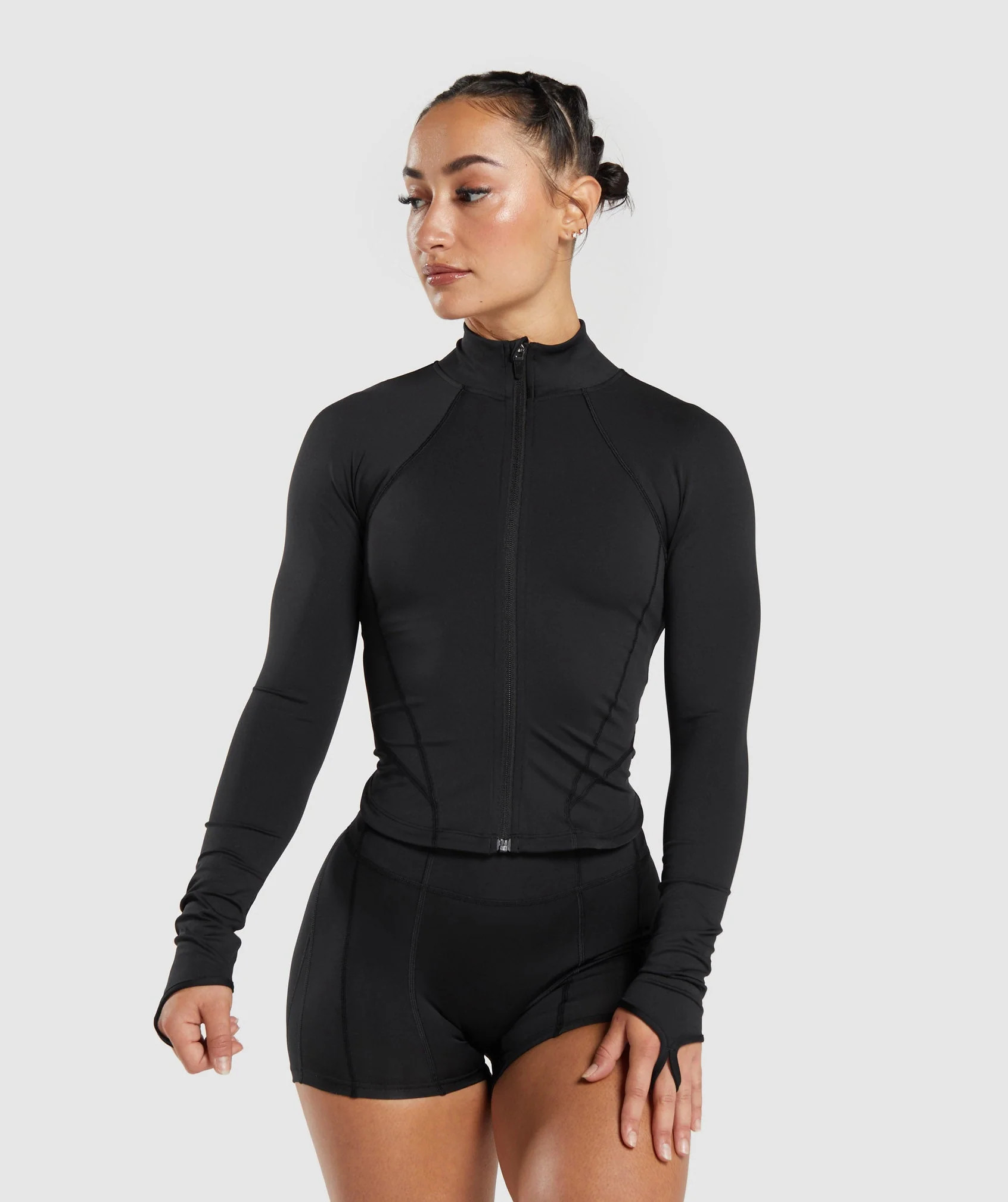 Gymshark GS Power Midi Zip Up Jacket - Black | Gymshark (Global)