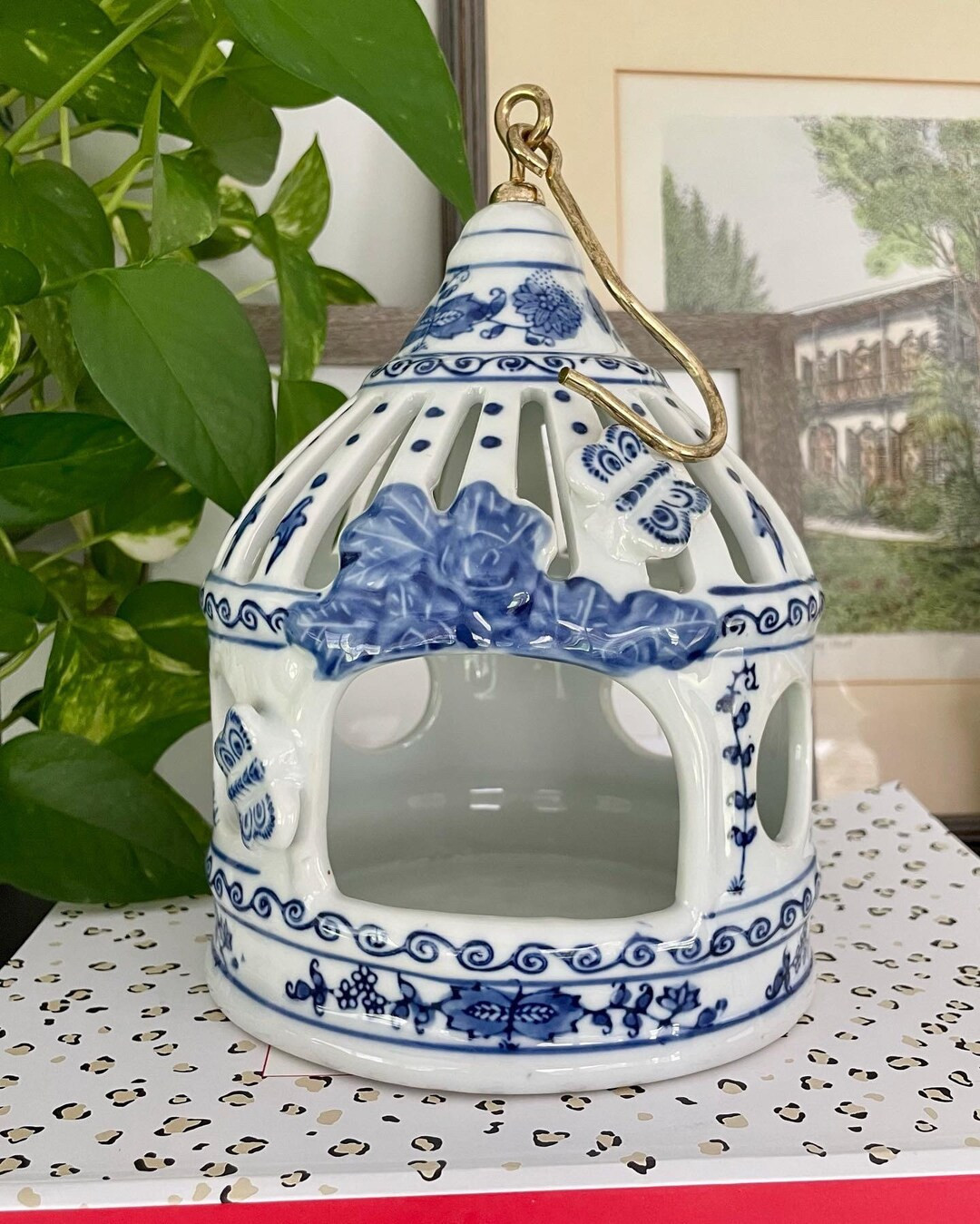 Blue and White Birdcage | Etsy (US)