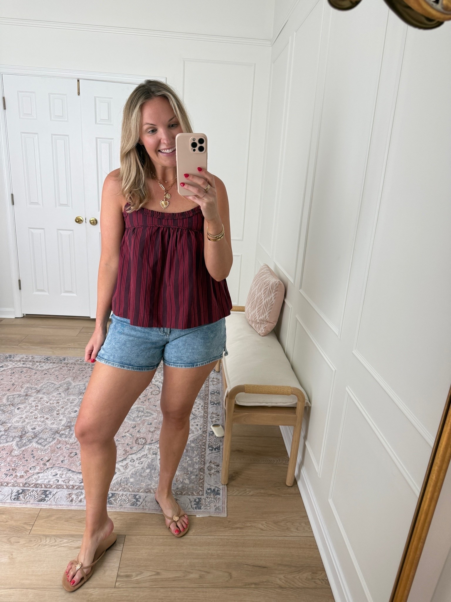 Casual summer outfit - denim shorts size 10 and med top