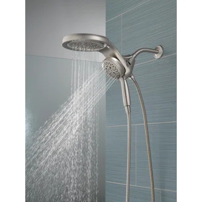 Hydrorain 5 Spray Dual Shower Head and Handheld Shower with Lumicoat and H2Okinetic 2.5 GPM | Wayfair North America