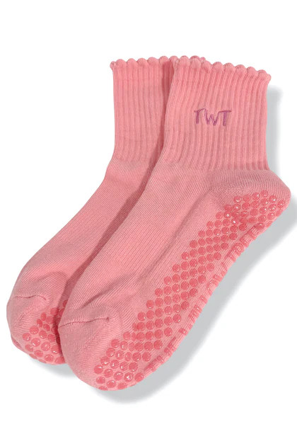 TWT® 3/4 Crew Baby Pink Pilates Socks | The Willow Tree