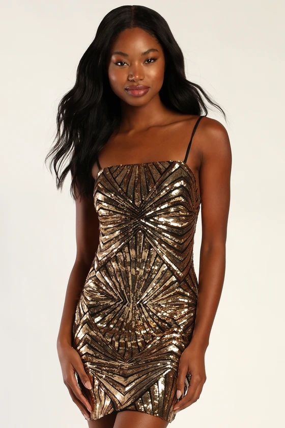 Lost In Your Eyes Gold Sequin Bodycon Mini Dress | Lulus (US)