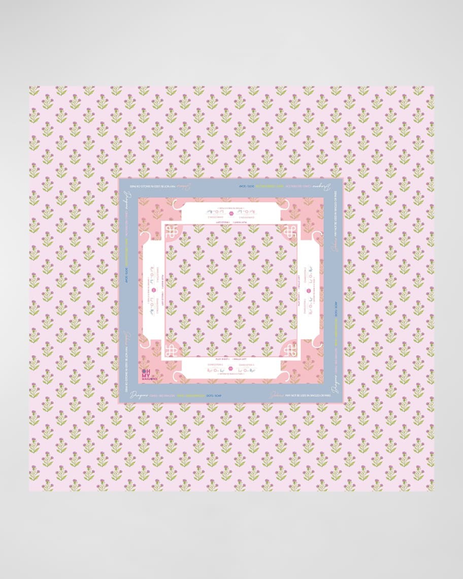 x Catherine Cartie Purple Thistle Instructional Mahjong Tablecloth, 56" Square | Neiman Marcus