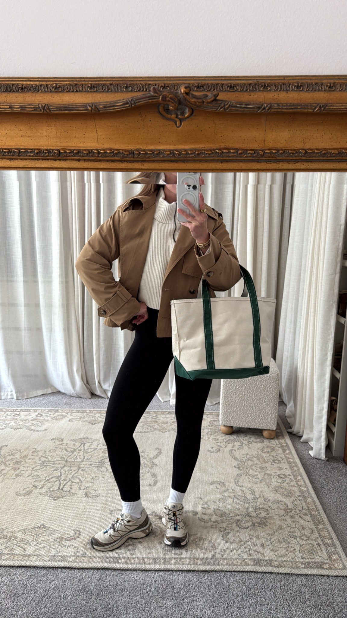 5/24/25 farmers market/coffee run/errands outfit 🫶🏼 spring outfit of the day, farmers market outfit, free people sweater, amazon sunglasses, abercrombie cropped trench coat, salomon sneaker outfit, ll bean boat tote bag, casual spring style, coffee run outfit, comfy chic errand look, neutral spring layers, spring capsule wardrobe, everyday spring outfit, functional and cute outfit, market day style

