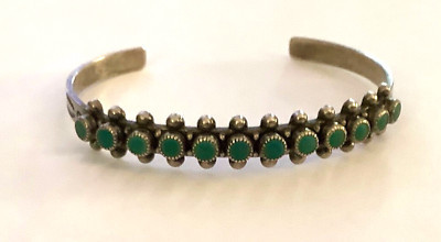 VTG Navajo STAMPED Sterling Silver 12 Turquoise Petit Snake Eyes Cuff Bracelet  | eBay | eBay US