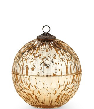 5.1-oz. Winter White Gold Mercury Glass Ornament Candle | Dillard's