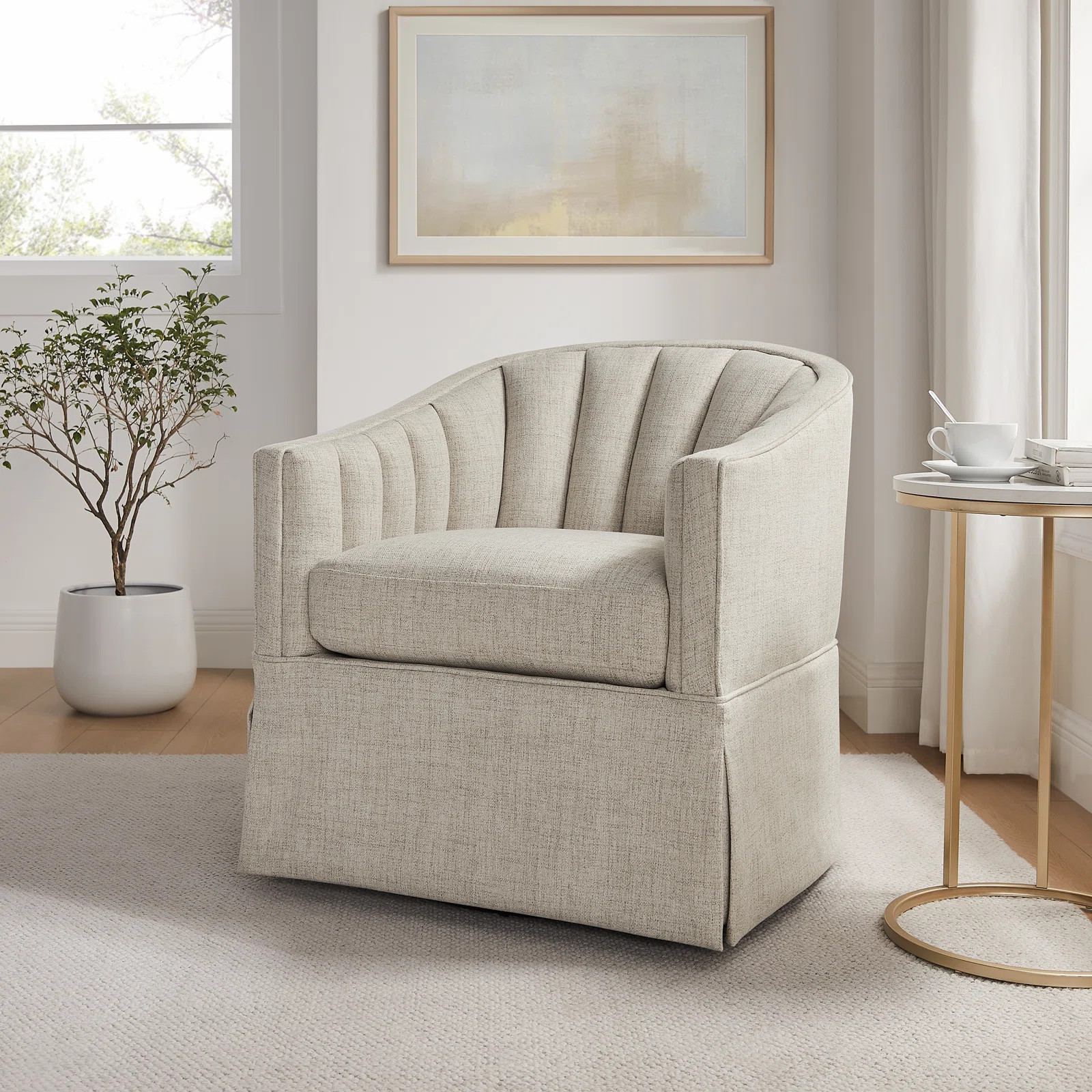 Sanibel Skirted Swivel Accent Chair | Birch Lane