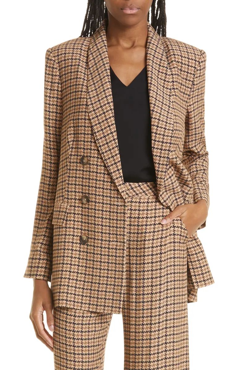 L'AGENCE Jayda Houndstooth Check Double Breasted Blazer | Nordstrom | Nordstrom
