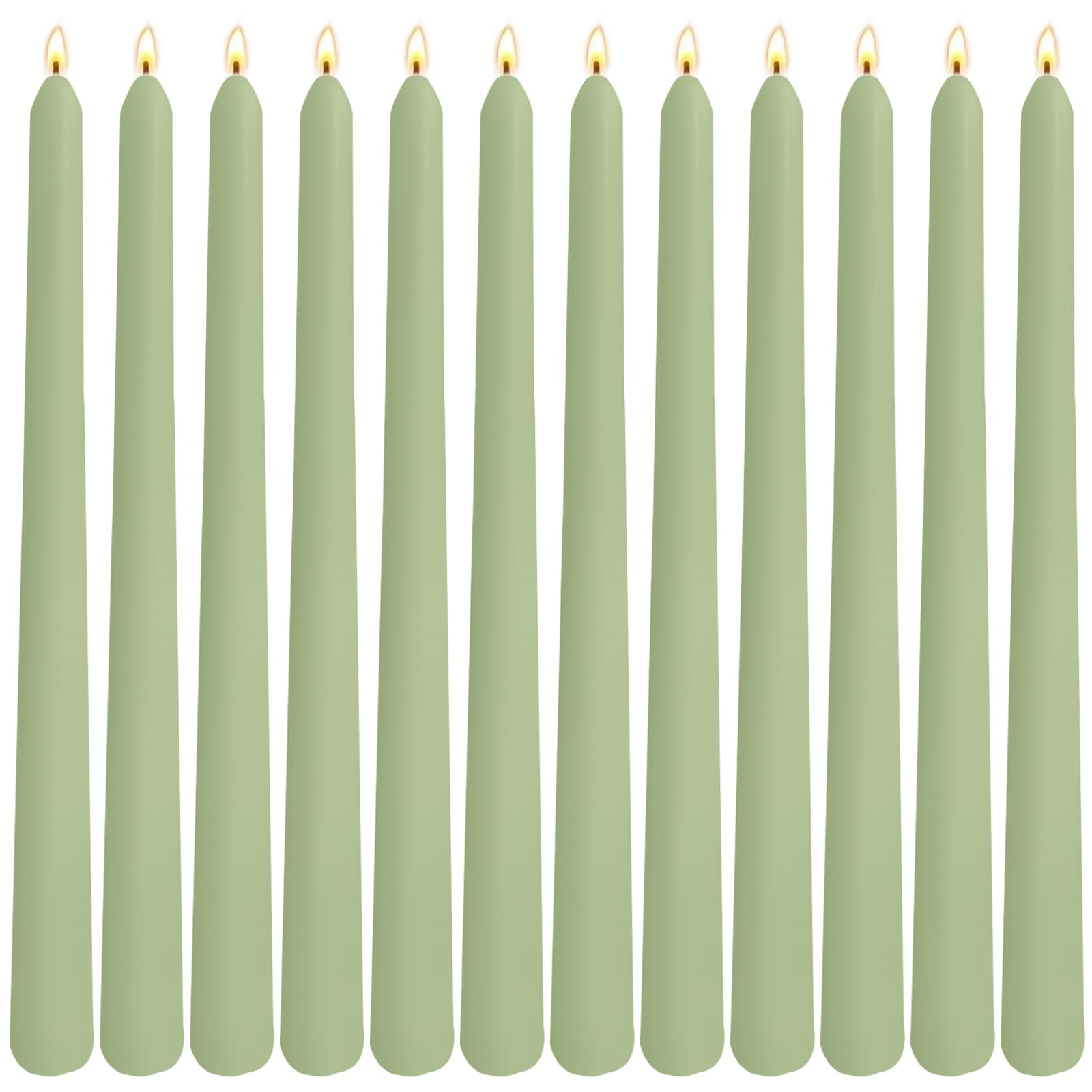 12-Pack Sage Green Taper Candles, 10 Inch Unscented Dripless Candlesticks, Long-Lasting Burn Time... | Amazon (US)