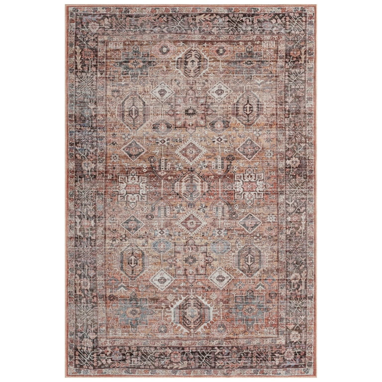 Everwash Callaghan Eve Southwestern Geometric Machine Washable Area Rug 6'6"x9'2", Rust | Walmart (US)