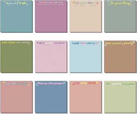 Zonon 12 Pieces Inspirational Sticky Notes 3 x 3 Inch Motivational Fun Notepads Positive Gifts fo... | Amazon (US)