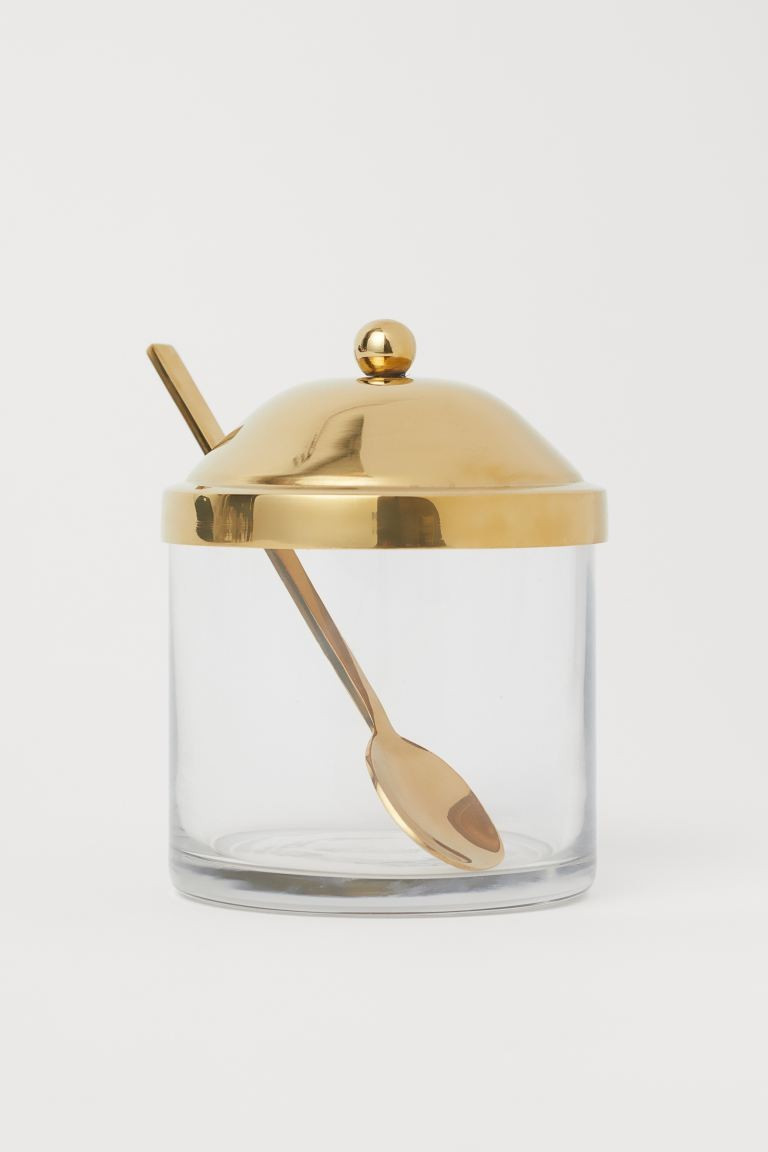 Glass Jam Jar - Clear glass/gold-colored - Home All | H&M US | H&M (US + CA)