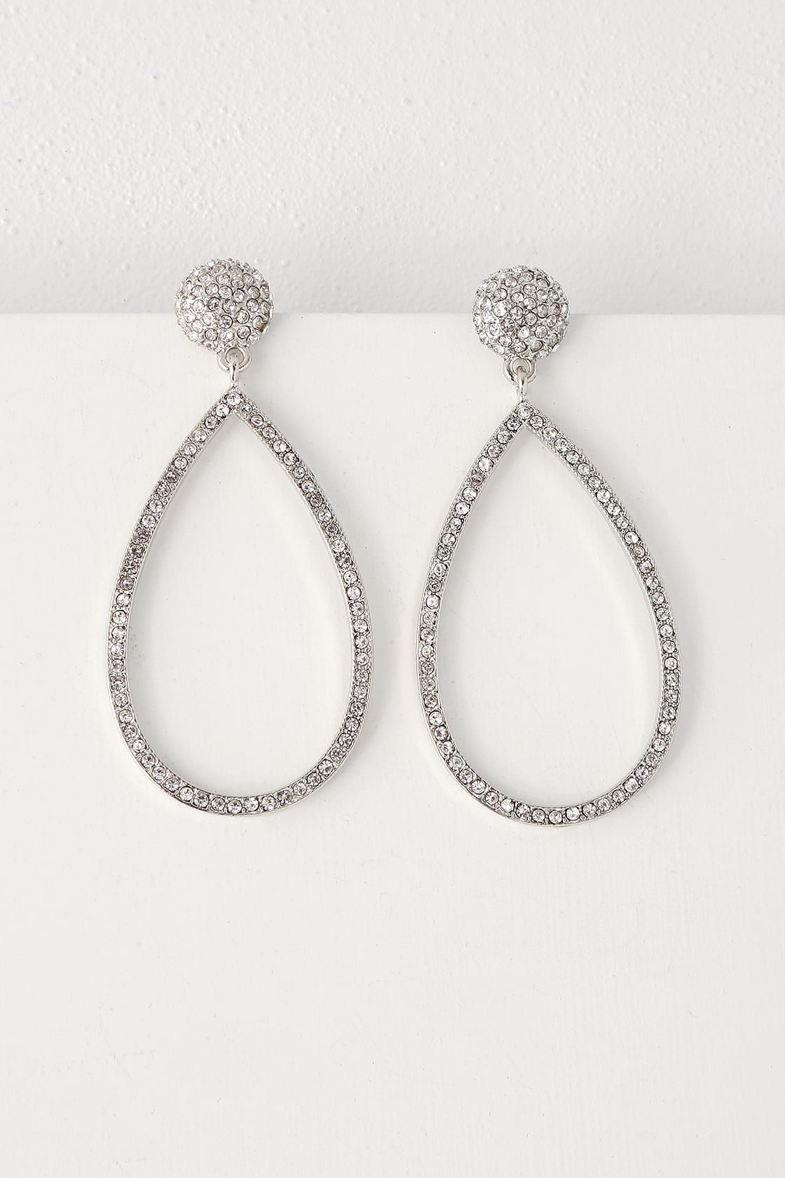 Glow For You Silver Teardrop Rhinestone Earrings | Lulus (US)
