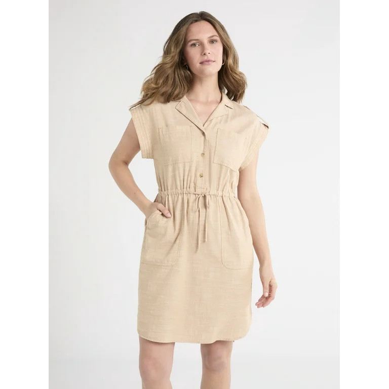 Time and Tru Women's Utility Shirt Dress, Sizes XS-XXXL | Walmart (US)