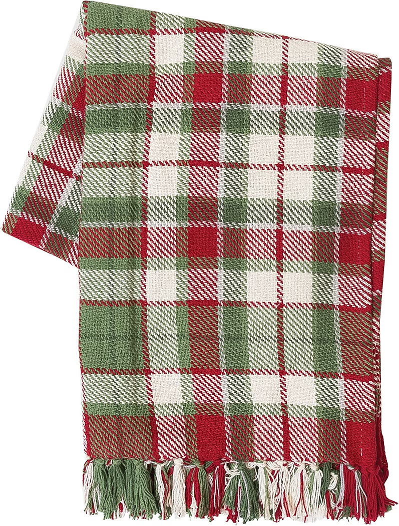 C&F Home Owen Red & Green Plaid 100% Cotton Christmas Accent Throw Blanket w/Fringe 50" x 60" Coz... | Amazon (US)