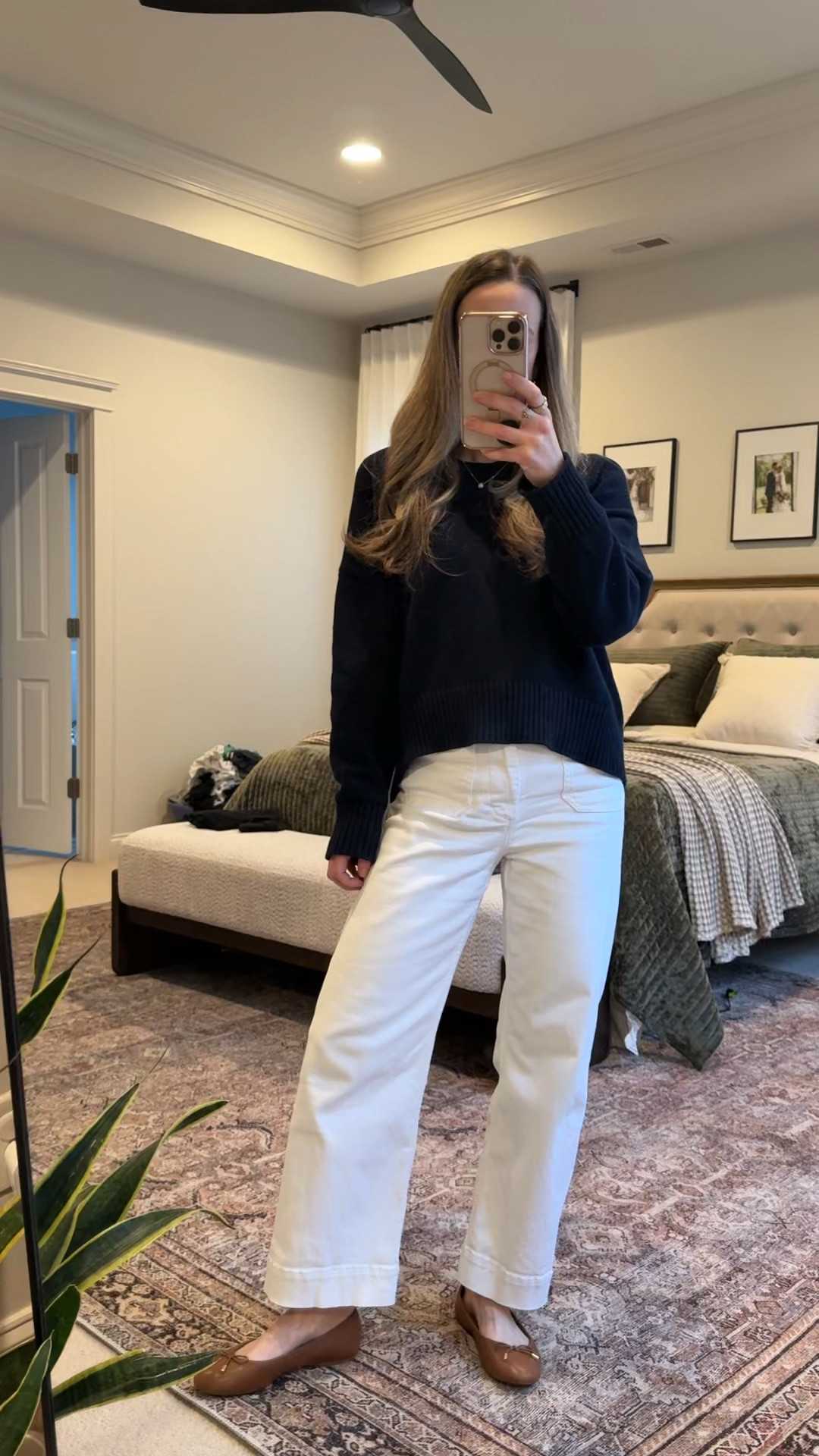 Winter to spring transition outfit 🤍

Navy + white is one of my favorite classic combinations this time of year.

• Quince navy cropped sweater
• Viral Anthropologie Maeve cropped wide leg jeans (white)
• Brown leather flats

The darker knit keeps it grounded for winter, while white jeans instantly brighten everything for spring.

Use my Quince code INFG-25SIMPLYCHICMAMA10 for savings on their cashmere 🤍 (Such good quality for the price.)

Perfect for:
• White jeans outfit ideas
• Navy sweater outfit
• Winter to spring outfits
• Cropped wide leg jeans outfit



#LTKmomlife #LTKWorkwear #LTKgrwm
