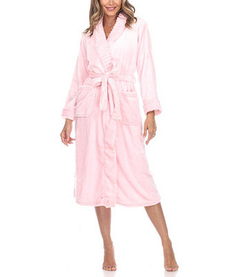 White Mark Women's Long Cozy Loungewear Belted Robe  - Macy's | Macy's