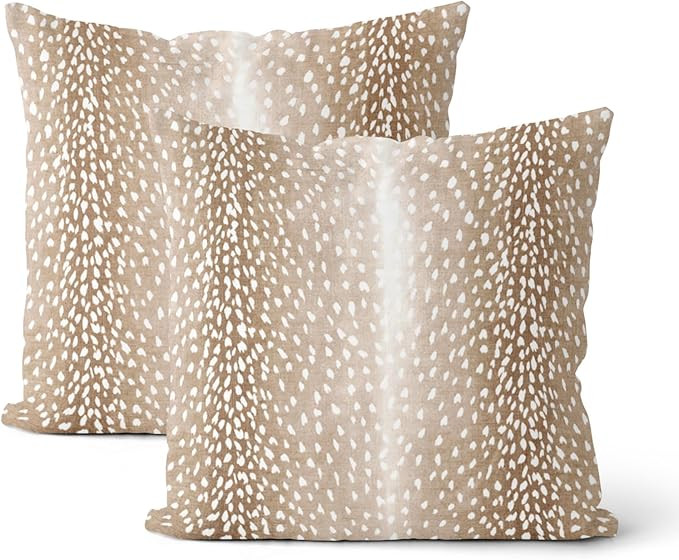 Antelope Pillow Covers 18x18 Inch 2 Pcs Brown Deer Animal Skin Print Decor Throw Pillows Fall Win... | Amazon (US)
