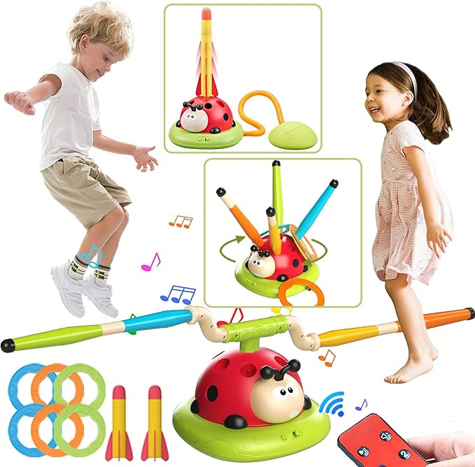 Engfa 3 in 1 Musical Jump, Toss Ring Game and Stomping Launch Rocket Launcher for Kids Toys for G... | Amazon (US)