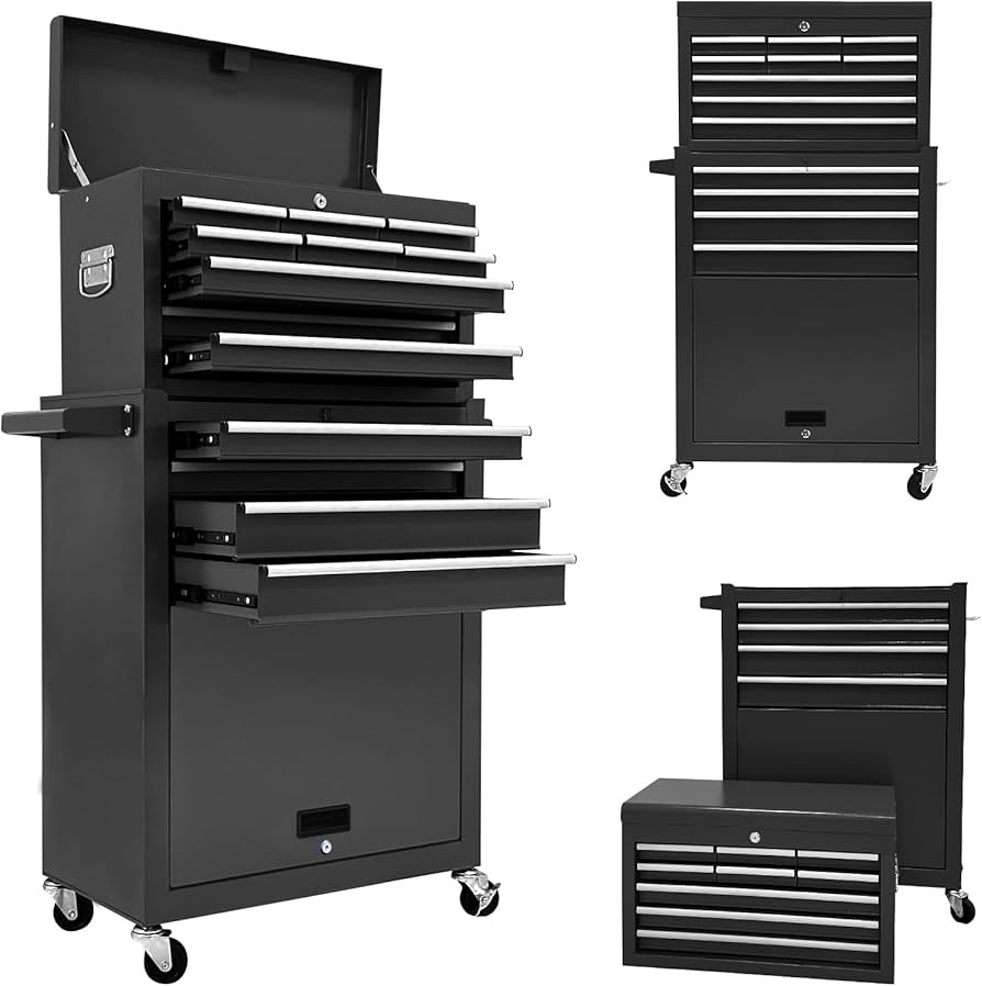 13 Drawer Tool Chest,Toolbox with Wheels, Rolling Tool Cabinets with Drawers, Top Detachable Tool... | Amazon (US)