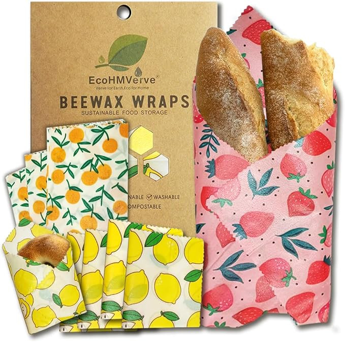 Beeswax Reusable Food Wraps for Bread & Sandwiches – Organic Cotton, Beeswax & Pine Resin Reusa... | Amazon (US)