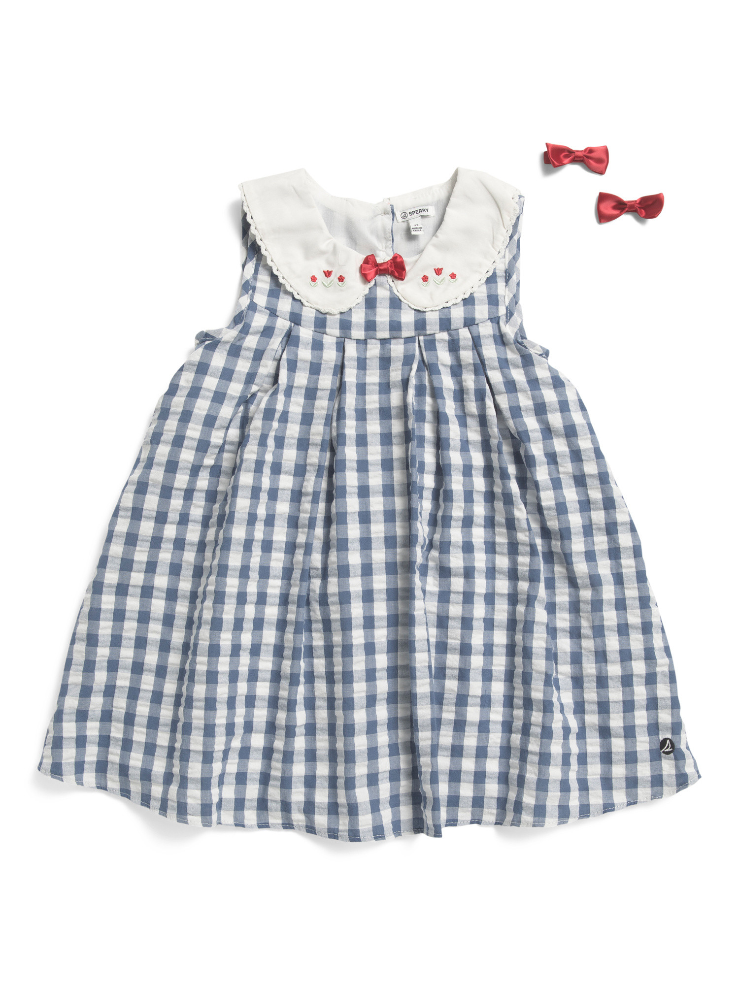 Toddler Girls Collared Gingham Dress With Barrettes | TJ Maxx