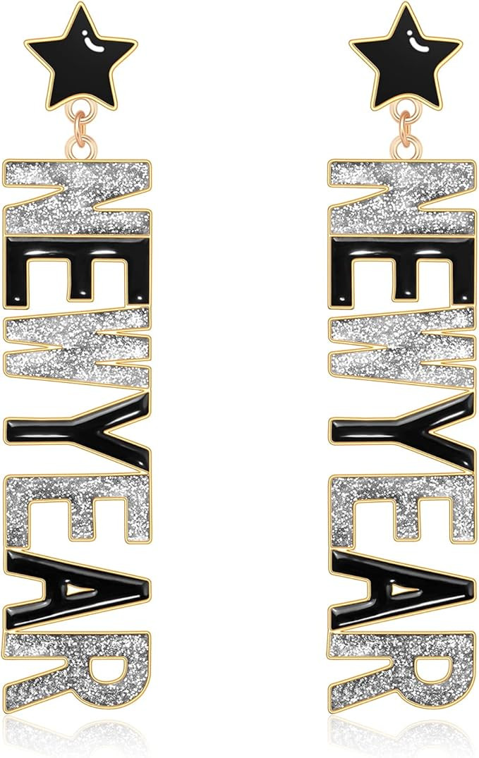 New Year Earrings 2023 Beaded Earrings Handmade New Years Dangle Earring Fun NYE Christmas Earrin... | Amazon (US)