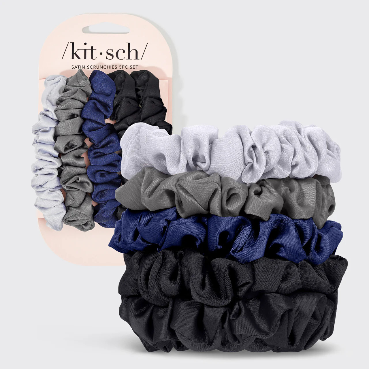 Midnight Satin Petite Scrunchies 5pc Set | Kitsch