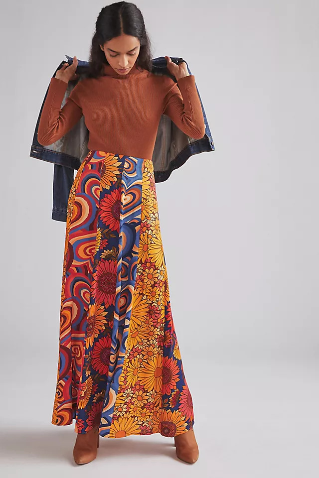 Farm Rio Abstract Contrast Maxi Skirt | Anthropologie (US)