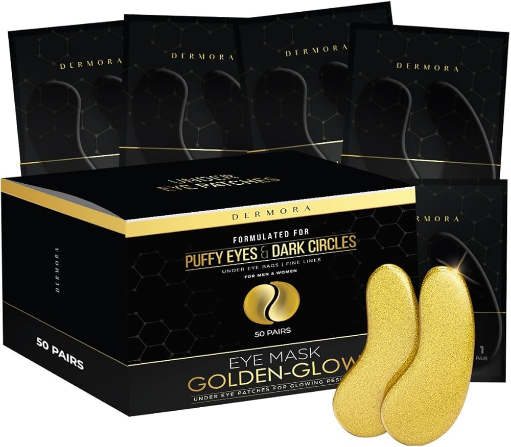 DERMORA Golden Glow Under Eye Patches (50 Pairs Eye Gels) - Rejuvenating Treatment for Dark Circl... | Amazon (US)