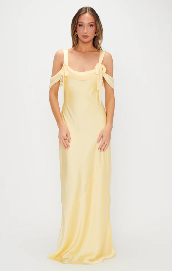 Bella Maxi Dress ~ Pale Yellow Luxe Satin | Show Me Your Mumu