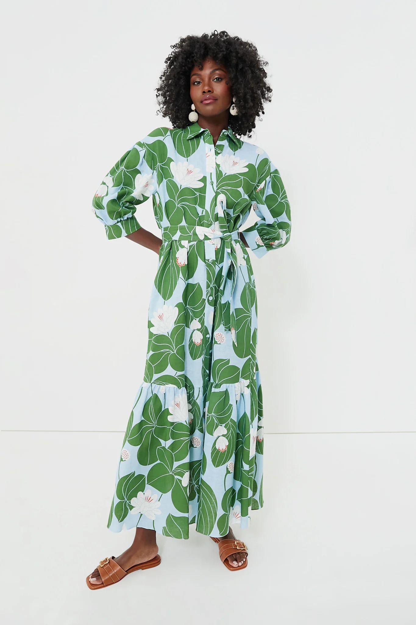 Green Waterlily Bianca Linen Dress | Tuckernuck (US)