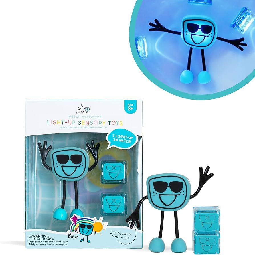 Glo Pals Original Blair Blue Water-Activated Bath Toy with 2 Reusable Light-Up Cubes for Sensory ... | Amazon (US)