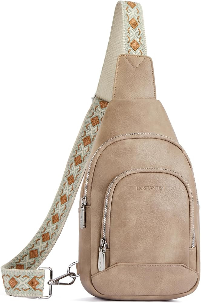 BOSTANTEN Sling Bag for Women Crossbody Purse Crossbody Bag Leather Chest Bag with Adjustable Gui... | Amazon (US)