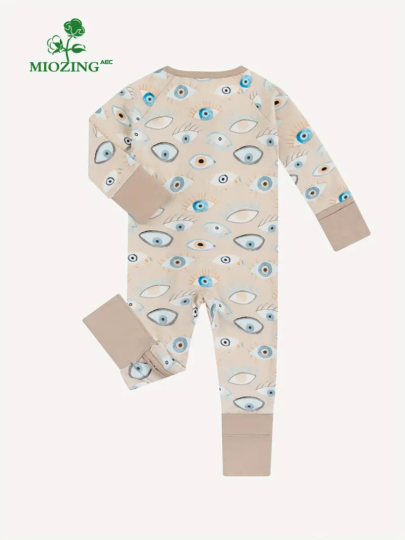 MIOZING Bamboo Fiber Bodysuit For Infants, Cartoon Eyes Pattern Long Sleeve Onesie, Baby Girl's C... | Temu Affiliate Program