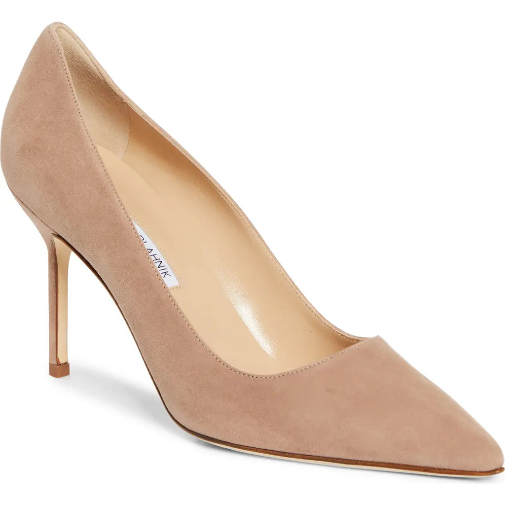 Manolo Blahnik BB Pointed Toe Pump in Beige at Nordstrom, Size 6.5Us | Nordstrom