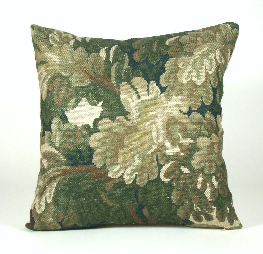 Forest Pillow Cover, Verdure Tapestry Pillow, High End Pillows, Botanical Pillow, Rustic Linen Pi... | Etsy (US)
